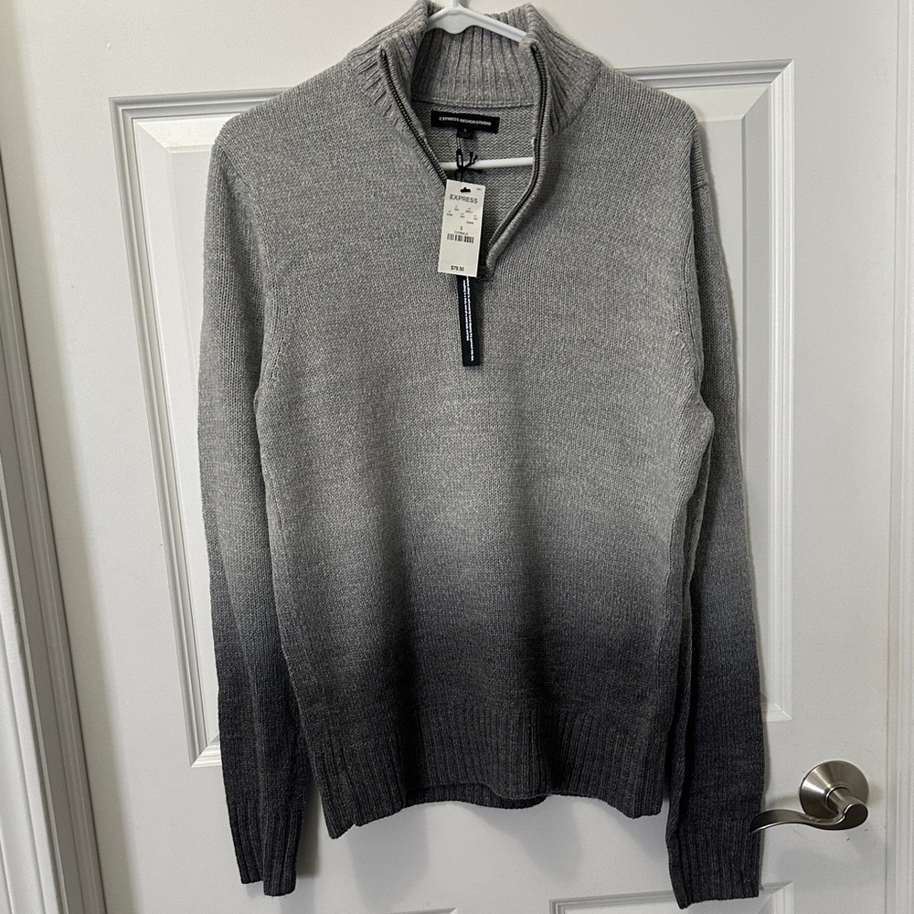 Express Men's Zip Up Gray Ombre Sweater